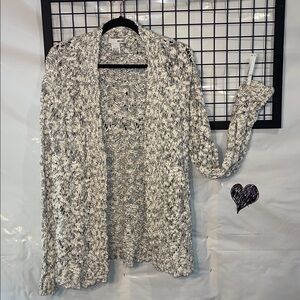 WD.NY Women's Marled Open Cotton Blend Cardigan